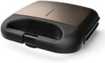 BLACK+DECKER Sandwichera BXSA752, 750W, placas grill 21.5x12.5cm, antiadherente,