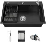 Fregadero de cocina de acero inoxidable con 3 agujeros de montaje superior con