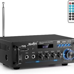 Moukey Amplificador Audio Estéreo 2.0 Canales Receptor, 100W Amplificador Audio