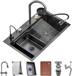 Fregadero de cascada de un solo tazón fregadero de cocina de acero inoxidable