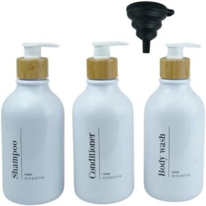 ZIVENTIA® Botes para Gel y Champu 500mL 3uds + Embudo Plegable | Dispensador