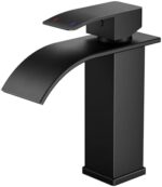 Grifo de Baño FORIOUS, Grifo Negro de Cascada para Lavabo, Grifo Mezclador de