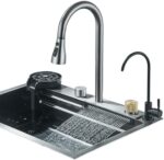 TVTIUO Fregadero Multifuncional, Fregadero de Cocina con Lavavasos y Dispensador