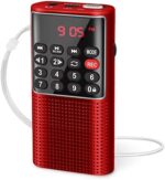 PRUNUS J-328 Radio Pequeña FM Portatil con grabadora, Mini Radio Recargable de